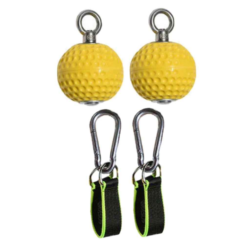 DimyFew 2x Solid Pull Up Balls Finger Hands Grip Power Wrist Strength Trainer Ball Strap