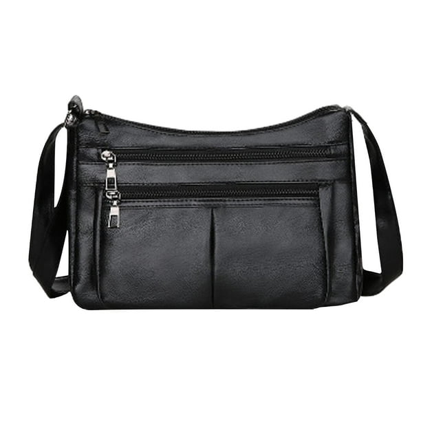 Bolso de hombro para mujer, bandolera de piel sintética, regalo de San Valentín, bolso de mano moderno. Negro
