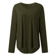 thumbnail image 3 of Hunpta Woman Fashion Casual Solid Color V Neck Loose Casual Long Sleeve Pocket T Shirt, 3 of 4
