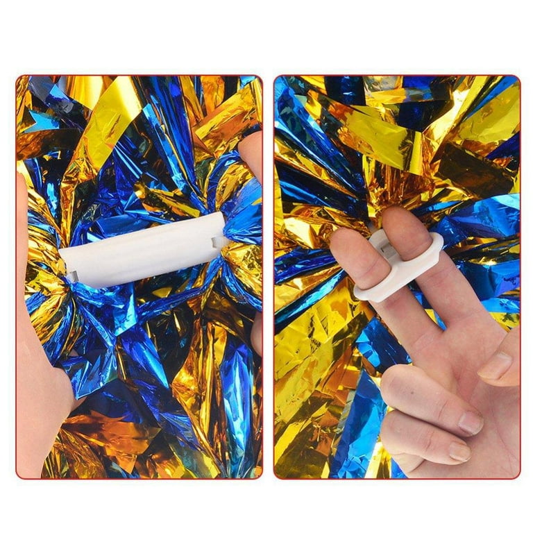 2 Pack Metallic Foil Cheerleader Pom Poms & Plastic Ring Cheer Poms with  Baton Handle Cheerleading Pompoms for Sports Party Dance Team Accessories Cheering  Squad Spirit 