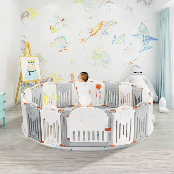 Parc au sol pour bébé 14 panneaux HDPE parc pour bébé, aire de jeux pliable pour  bébé