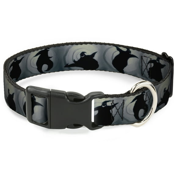 Disney Pet Collar, Dog Collar Plastic Buckle, Oogie Boogie Silhouette Poses Gray Black, 7 to 8.5 Inches 0.5 Inch Wide
