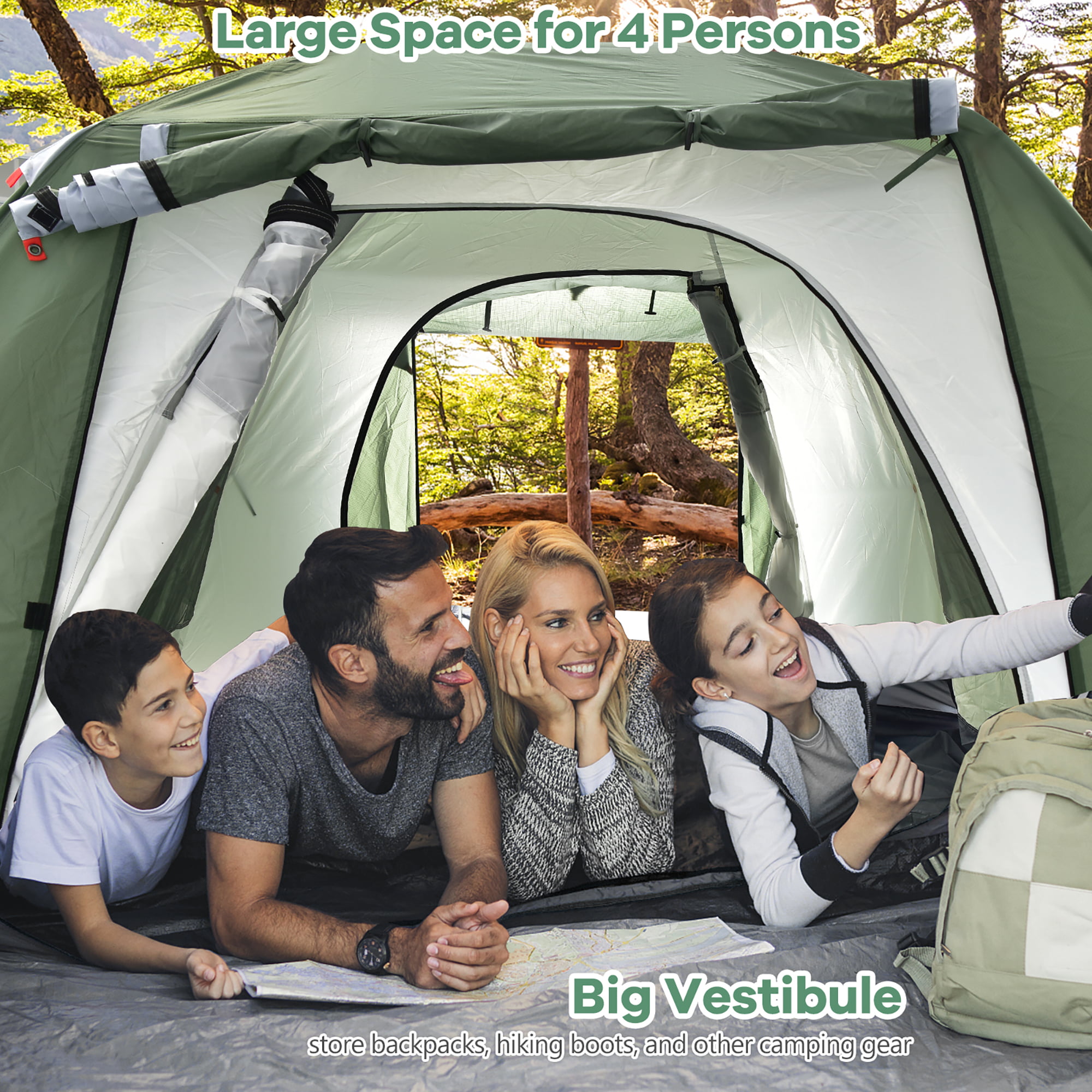 Costway 4-6 Person Camping Tent Waterproof Family Large Double-Layer Tents  w/Front Porch 