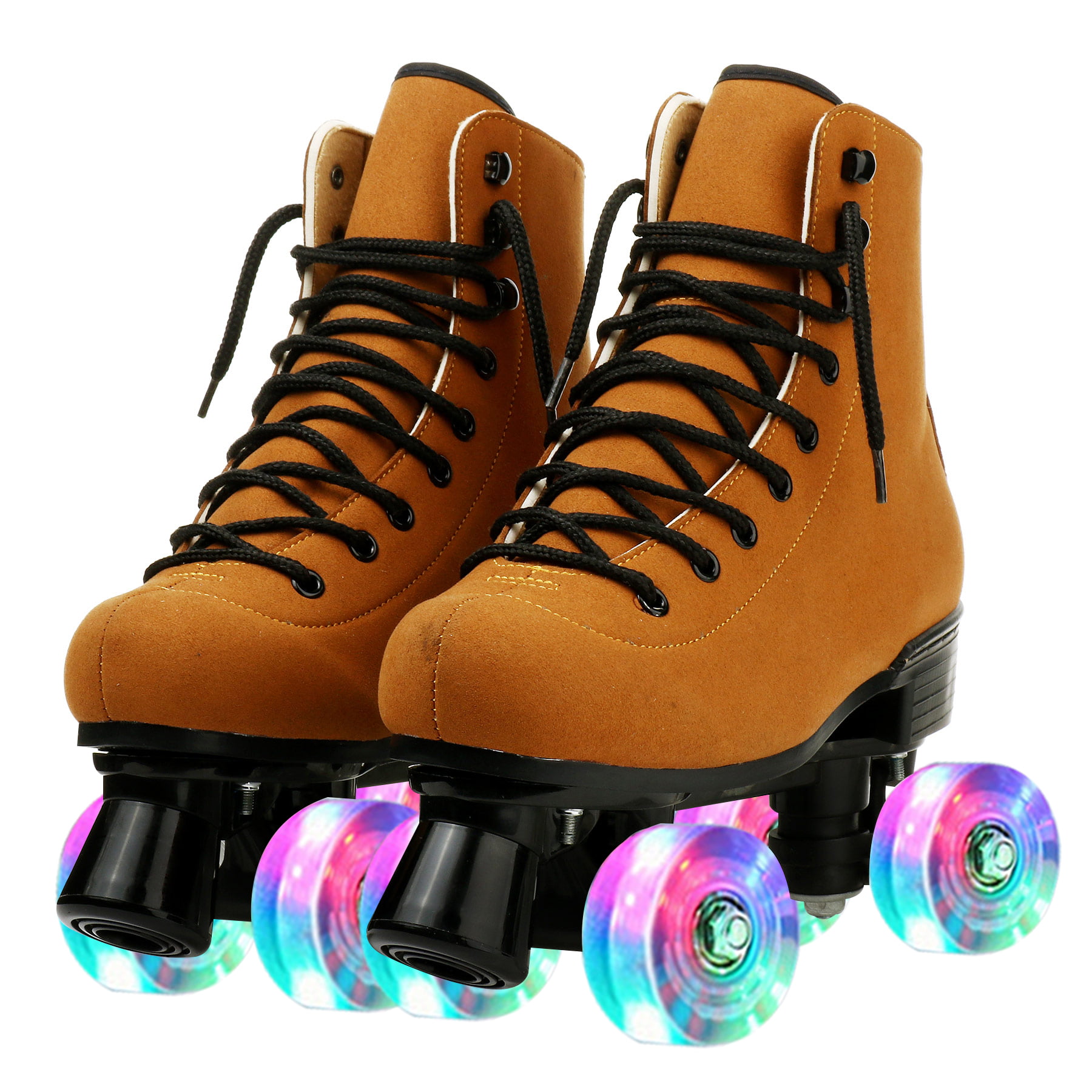 Four-Wheel Roller Skates Shiny Roller Skates for Adult,Girls Womens Roller Skates PU Leather High-top Classic Fashion Green Roller Skates