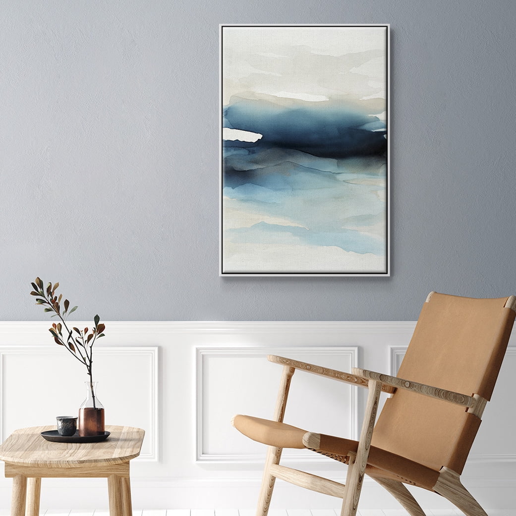 Waves II Framed Premium Gallery Wrapped Canvas - Ready to Hang - 17 x 25 - White Floating Frame