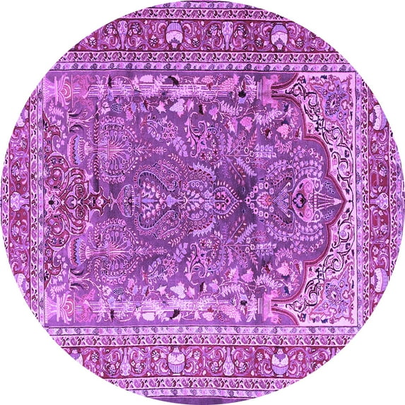 Ahgly Company Indoor Round Persian Purple Traditional Area Rugs, 4' Round