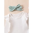thumbnail image 4 of Bagilaanoe 3pcs Newborn Baby Girl Boy Pants Set Long Sleeve Romper Tops + Belted Trousers + Headband 3M 6M 9M 12M 18M Infant Casual Clothes, 4 of 9