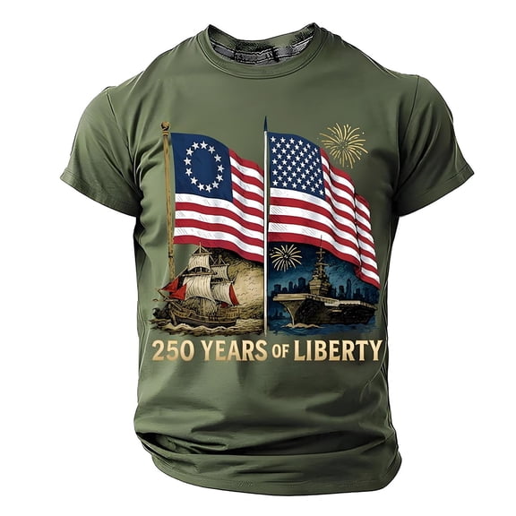 250th Anniversary Usa Shirt Men's Shirts Short Sleeve Vintage 250 Years American 1776-2026 250th Birthday Usa T-Shirt Big & Tall Trendy America Pullover Tops