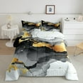 thumbnail image 2 of Manfei Metallic Marble Queen Comforter Set,Gold Fluid Stripe Bedding Sets,Black Splashing Ink Bedding Comforter Set For Girls Teens,Ultra Soft Home Decor,3-Piece, 2 of 8
