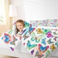 thumbnail image 3 of Erosebridal Colorful Butterfly Twin Comforter Sets,Watercolor Splash Ink Bedding Set For Girls Kids, Reversible 2pcs, 3 of 7