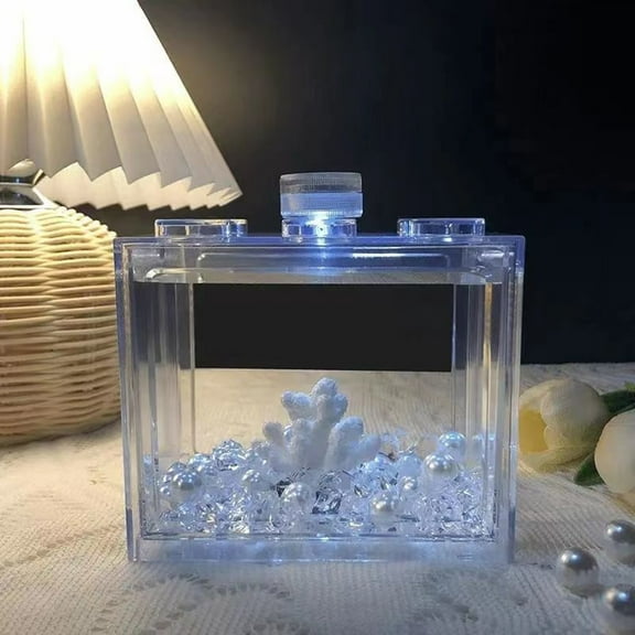 Yesbay Fish Tank 6 Ventilation Holes Desktop Mini Aquarium Pet Box Home Decor