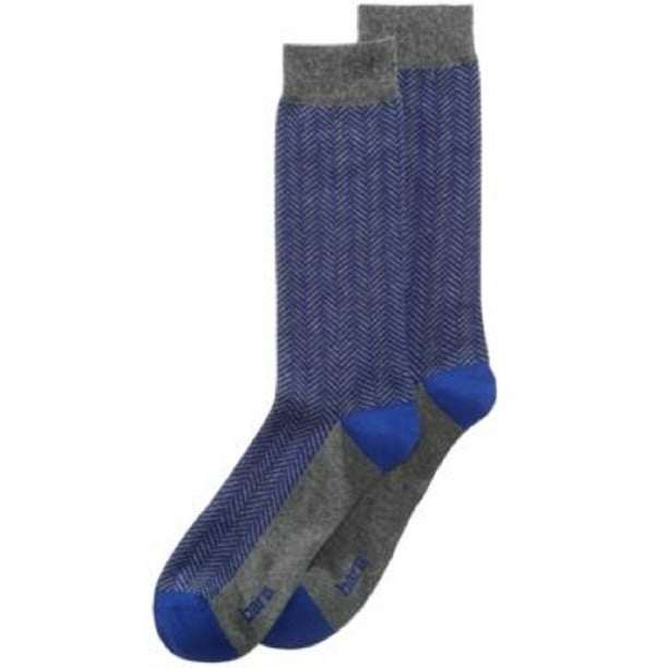 Bar III Bar III Mens Printed Seamless Toe Crew Socks (Blue