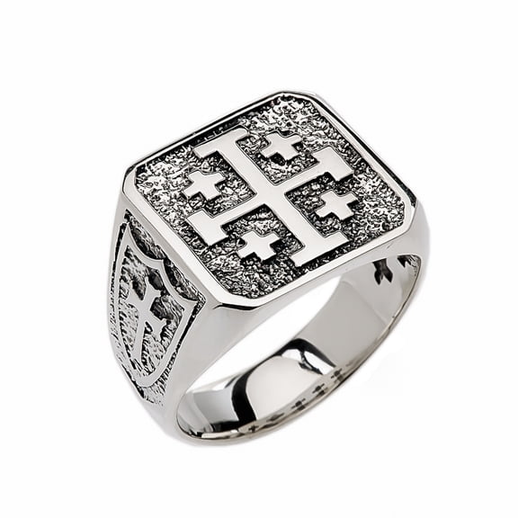Sterling Silver Jerusalem Cross Ring Size 12