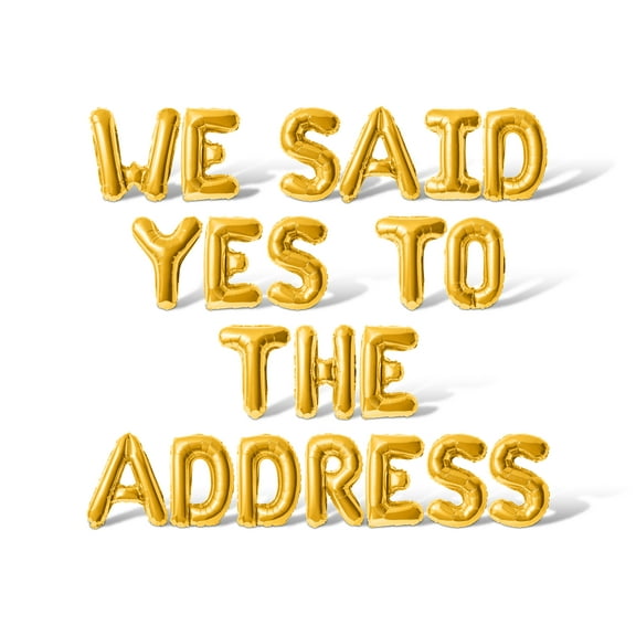 Letter Balloons - WE SAID YES TO THE ADDRESS 16" Inch Alphabet Letters Foil Mylar Balloon Bachelorette or Bridal Shower Party Banner (Gold)