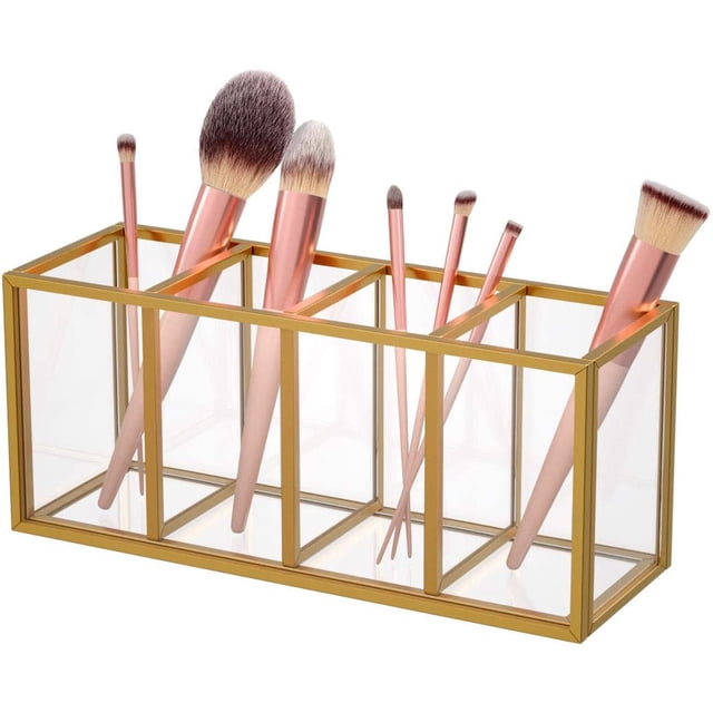 Gold Makeup Brush Holder-4 Slot