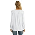 thumbnail image 4 of JWD Women's Casual V-neck Shirt Office Long Sleeve Bubble Cuff Four Seasons Top White X-Large, 4 of 6