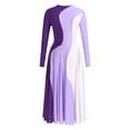 thumbnail image 6 of iEFiEL Womens Long Sleeve Liturgical Praise Dance Dress Color Block Worship Church Robe Lyrical Choir Performance Costume Purple S, 6 of 7