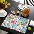 thumbnail image 4 of Pioneer Flower Floral Print Pattern Summer Placemats Table Placemats Set Of 4-Linen Kitchen Washable Placemats Table Mats 12x18 Inch Non-Slip Heat Resistant, 4 of 6