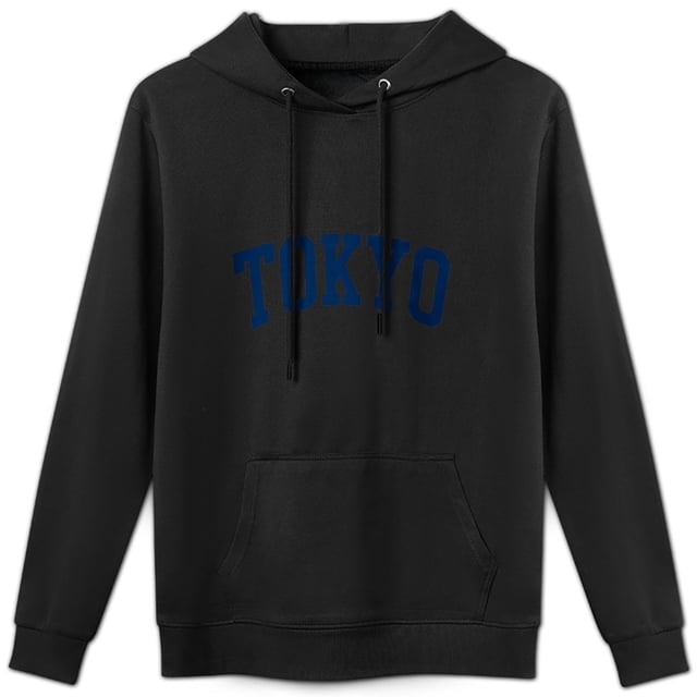 Sudadera con capucha preppy de estilo japonés, color azul marino con estampado de letras, confeccionada en algodón agradable para la piel, unisex.(M)