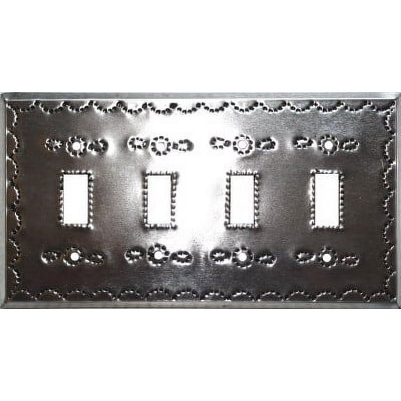 Quadruple Toggle Silver Tin Switchplate