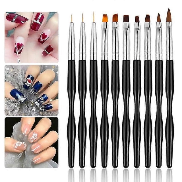 Juego de 10 pinceles para diseño de uñas, pinceles para decoración de uñas, pincel para pintar uñas, bolígrafo para puntear