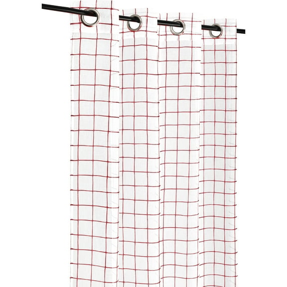 Safdie & Co. Wrinkle Free Curtain Sheer Check 84"L in Red