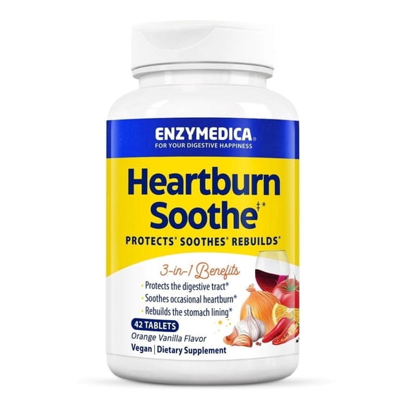 Enzymedica, Heartburn Soothe, Fast-Acting Digestive Aid, 42 Chews