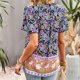 thumbnail image 3 of Tops con estampado de cuello en V para mujer, blusa holgada y cómoda con medio botón para vacaciones, 3 of 5