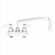 T&S Brass - Workboard Faucet, Deck Mount, 4'' Centers, 12'' Swing Nozzle, Lever Handles