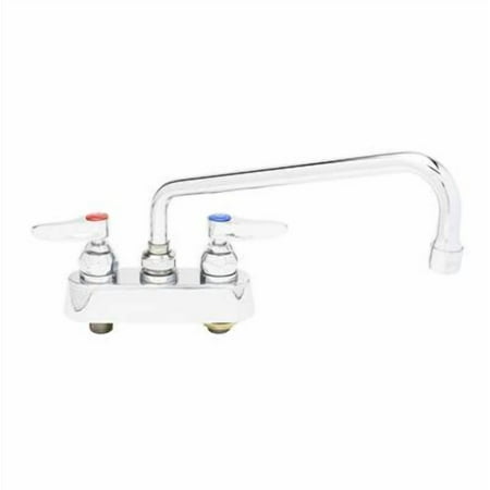 T&S Brass - Workboard Faucet, Deck Mount, 4'' Centers, 12'' Swing Nozzle, Lever Handles
