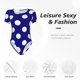 thumbnail image 4 of Fotbe Navy And White Polka Dot Body de Mujer con Cuello Redondo y Mangas Cortas, Sin Mangas Ajustado, Suave, Cómodo y Básico-Large, 4 of 7