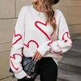 thumbnail image 2 of CAIXIA Womens Winter Casual Sweater Valentines Day Sweatshirt Long Sleeve Kint Pullover Tops Women Love Printed Oversize Sweater, 2 of 5