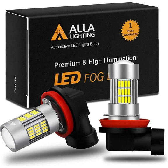 Alla Lighting Super Bright H8 H16 H11 LED Fog Lights Bulbs 4014 54-SMD, 6000K Xenon White for Cars Trucks Replacement