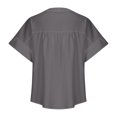 thumbnail image 4 of Lovskoo Summer Tops for Women 2024 V Neck Short Sleeve Solid Color Trendy Printed T Shirt Cardigan Loose Casual Shirt Tops Dark Gray, 4 of 7
