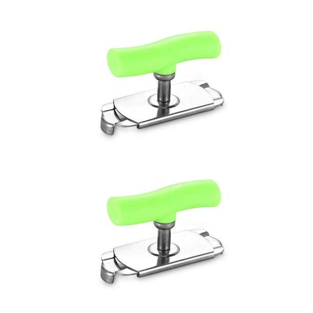 Inteprter Abridor de tarros de plástico portátil de acero inoxidable Herramienta de apertura de removedor de tapa de botella de bebida verde 2Conjunto