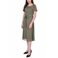thumbnail image 2 of Women's Petite Short Sleeve Belted Swiss Dot Party Dress, 2 of 3