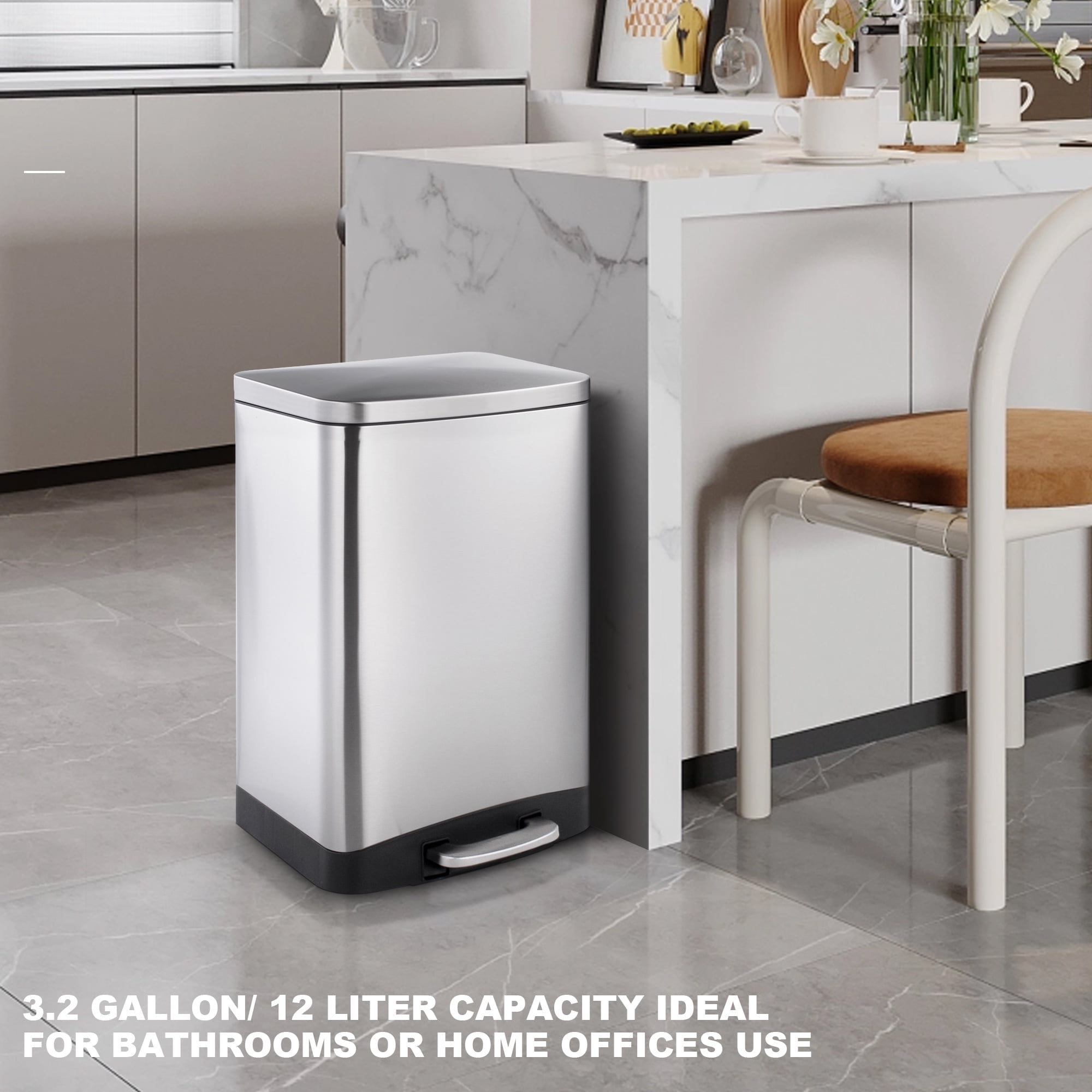Innovaze 2.6 Gal./10 Liter Slim Stainless Steel Step-on Trash Can for  Bathroom and Office, 1 unit - Gerbes Super Markets