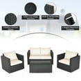 thumbnail image 3 of Gymax 4PCS Rattan Patio Conversation Set Outdoor Furniture Set w/ Off White Cushions, 3 of 8