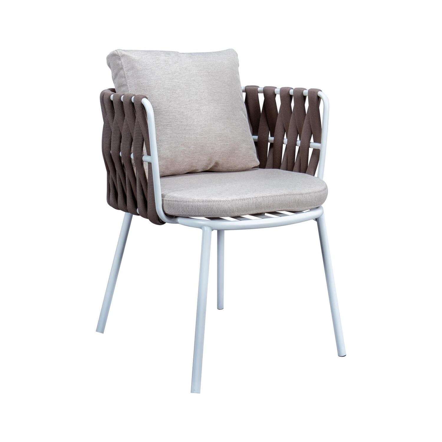 Leisuremod Spencer Modern Rope Outdoor Patio Dining Chair With Cushions