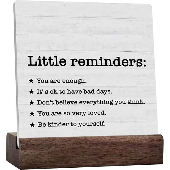 Positive Little Reminders Sign, Home Office Ceramic Desk Decor For Men Women, Motivational Office Shelf Cubicle Table Wall Decor Coworker Mental Health Gifts