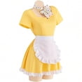 thumbnail image 2 of Women‘s Waitress Yellow Cute Maid Dress Fancy Waitress Dress with Apron Halloween Set for Adult, 2 of 7