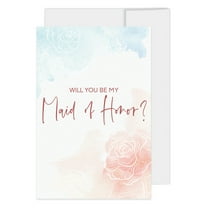 Koyal Wholesale Will You Be My Bridesmaid Proposal Cards with Envelopes, Set of 16 Watercolor Rose 4 x 6-inch Cards