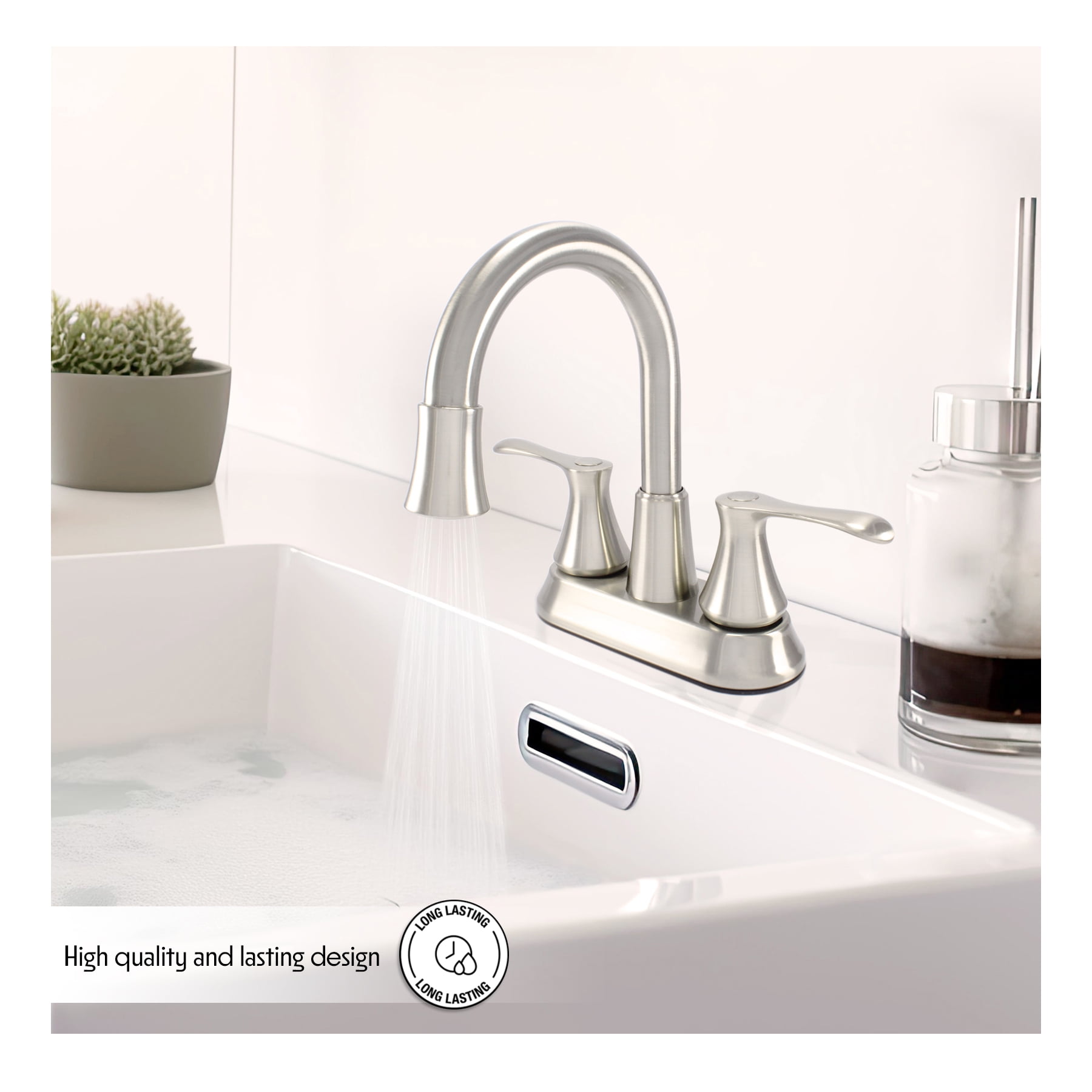 Wasserman 14167163 - Lavatory Bathroom Faucet with LED light with pop-up in Brushed Nickel