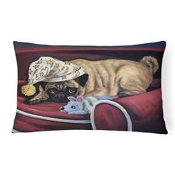 12 x 3 x 16 in. Pug Goodnight Sweetheart Canvas Fabric Decorative Pillow