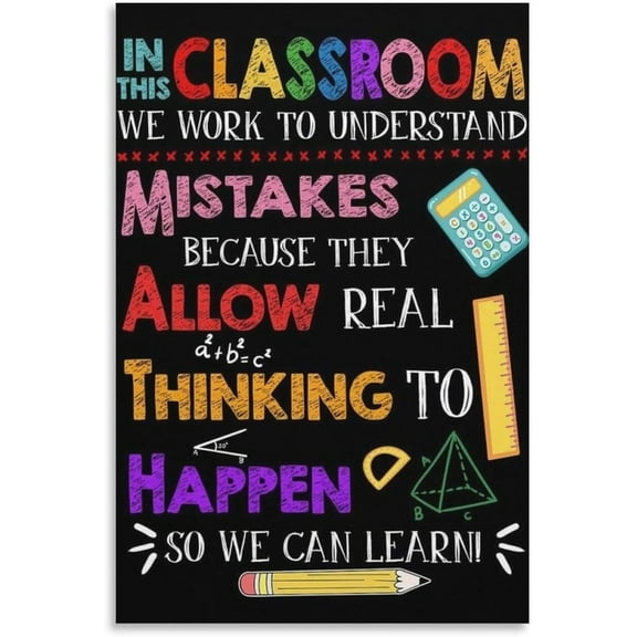 Mistakes Allow Thinking Happen Math Classroom Educational Modern Family Bedroom Decor Posters