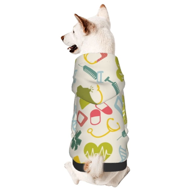 Balery Medical Icons Sudadera con Capucha para Perros Pequeños – Ropa para Mascotas, Disfraz para Perros y Gatos, Ideal para Fiestas y Cosplay-X-Large