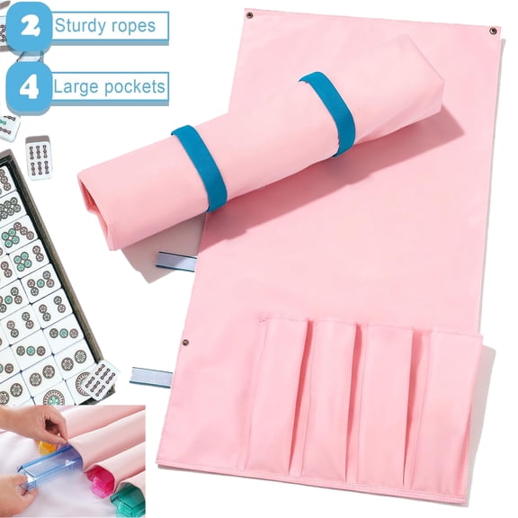 Mahjong Rack Bag & Tile Organizer - Travel Canvas Storage Case with Dividers for 4 Racks, Pushers & Mat | Portable Mahjong Accessories for Club, Party & Gifts