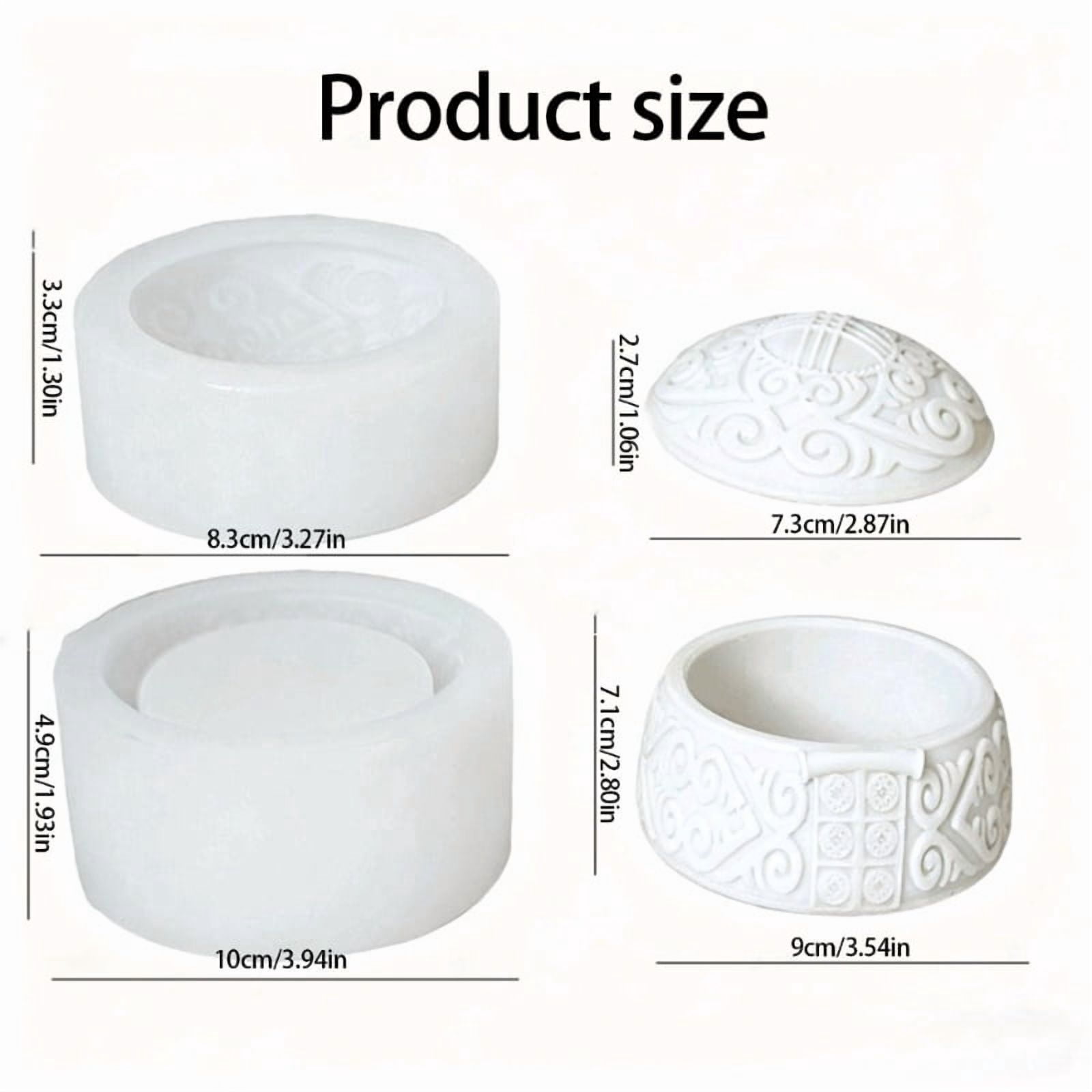 Embossed Resin Jar Molds with Lid Silicone Candle Cup Mould for Epoxy Resin Candle Holder Storage Jar Chocolate Baking