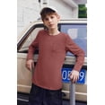 thumbnail image 4 of Arshiner Boys Long Sleeve Crewneck T Shirts Solid Fall Casual Tees Tops with Chest Pocket for Kids 5-12 Years, 4 of 7