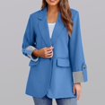 thumbnail image 2 of Lroveb Blazers for Women Business Casual Fashion Up Suit Slim Seven Points Roll Sleeve Jacket Woman Suit Jacket, 2 of 4